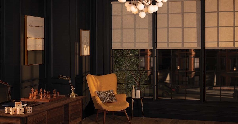 A study has dimmed lighting in the evening to help with relaxation.